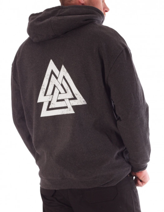 Nordic Worlds Odins Valknut Charcoal Hoodie