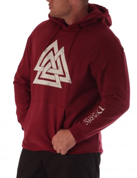 Nordic Worlds Odins Valknut Burgundy Hoodie