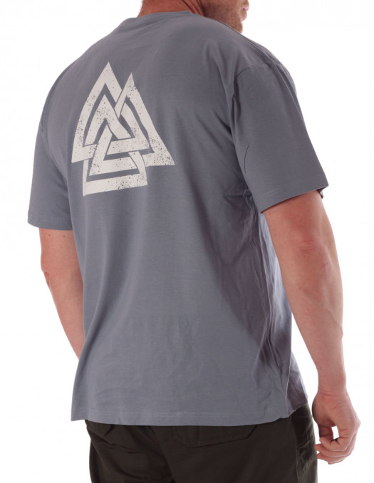 Nordic Worlds Odins Valknut Dusty Navy T-Shirt