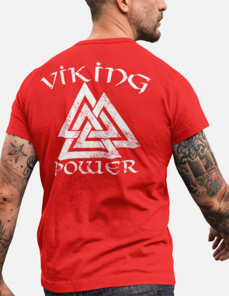 Nordic Worlds Valknut Viking Power T-Shirt Danish Red