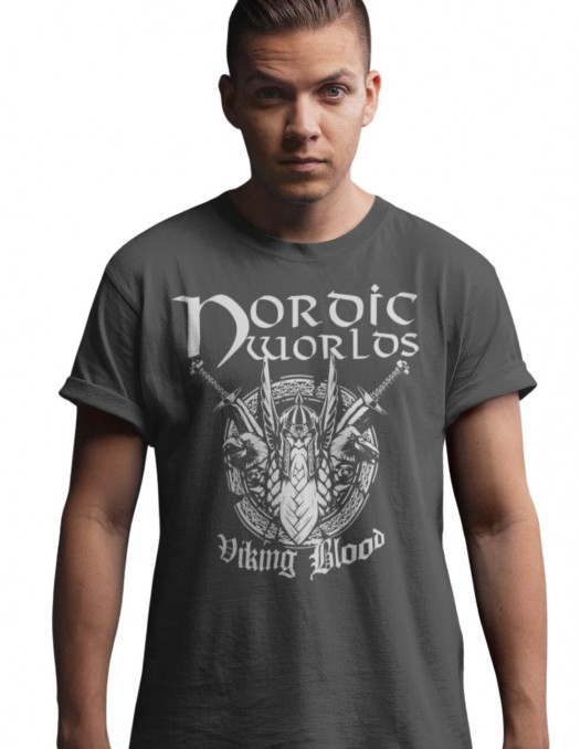 Nordic Worlds Blood T-Shirt Premium Steel Grey Cotton